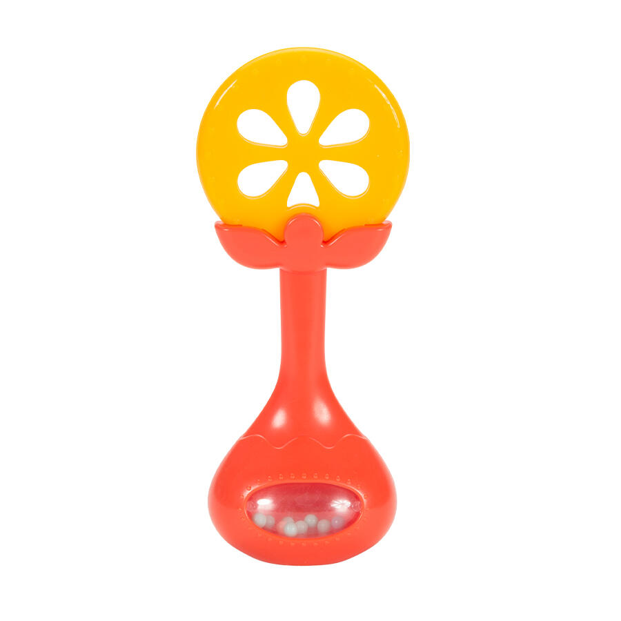 Baby Teether Orange Slice, Soft Silicone Teething Toy with Rattle for 3+ Months, Sensory Play, BPA Free and Safe