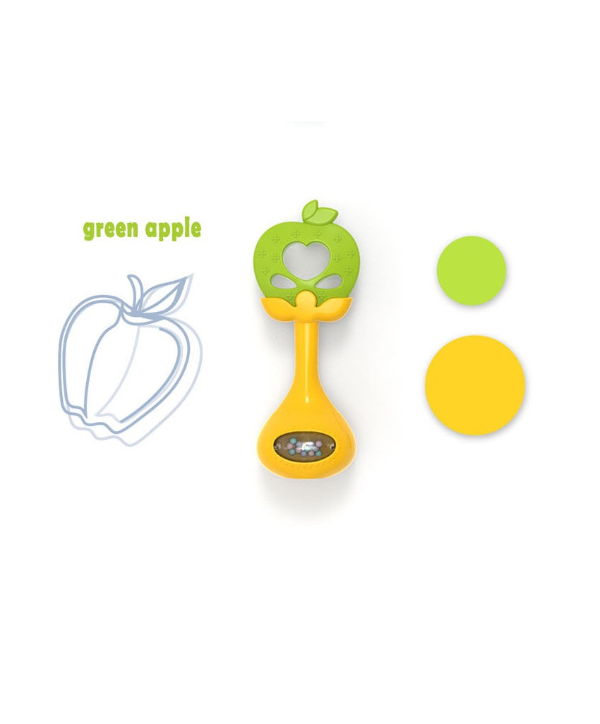 Baby Teether Apple for Babies – Soft Silicone Teething Toy with Rattle, Sensory Development for 3+ Month Old Babies