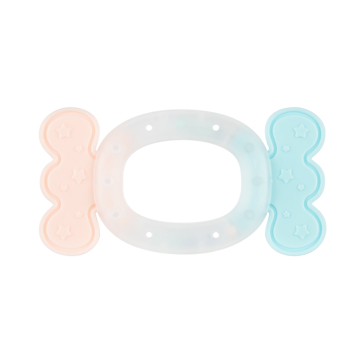 Baby Silicone Teether, Dual Color Soft Teething Toy for 3+ Month Old Babies, BPA Free, Safe and Sensory Play Aid