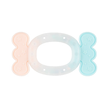 Baby Silicone Teether, Dual Color Soft Teething Toy for 3+ Month Old Babies, BPA Free, Safe and Sensory Play Aid
