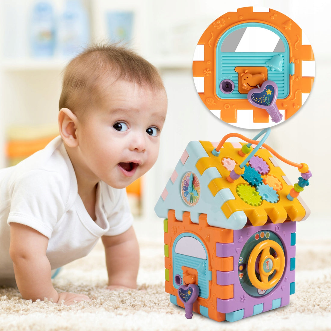 Baby Educational Learning House Toy with Shape Sorter, Gears, and Fun Interactive Activities – Promotes Early Development for Toddlers – Perfect for Learning, Exploration, and Creativity