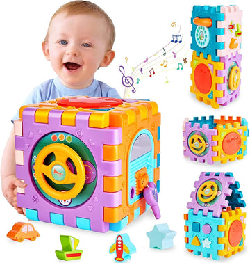Huanger - Baby Activity Cube Multi-Functional Learning Toy - Multicolor