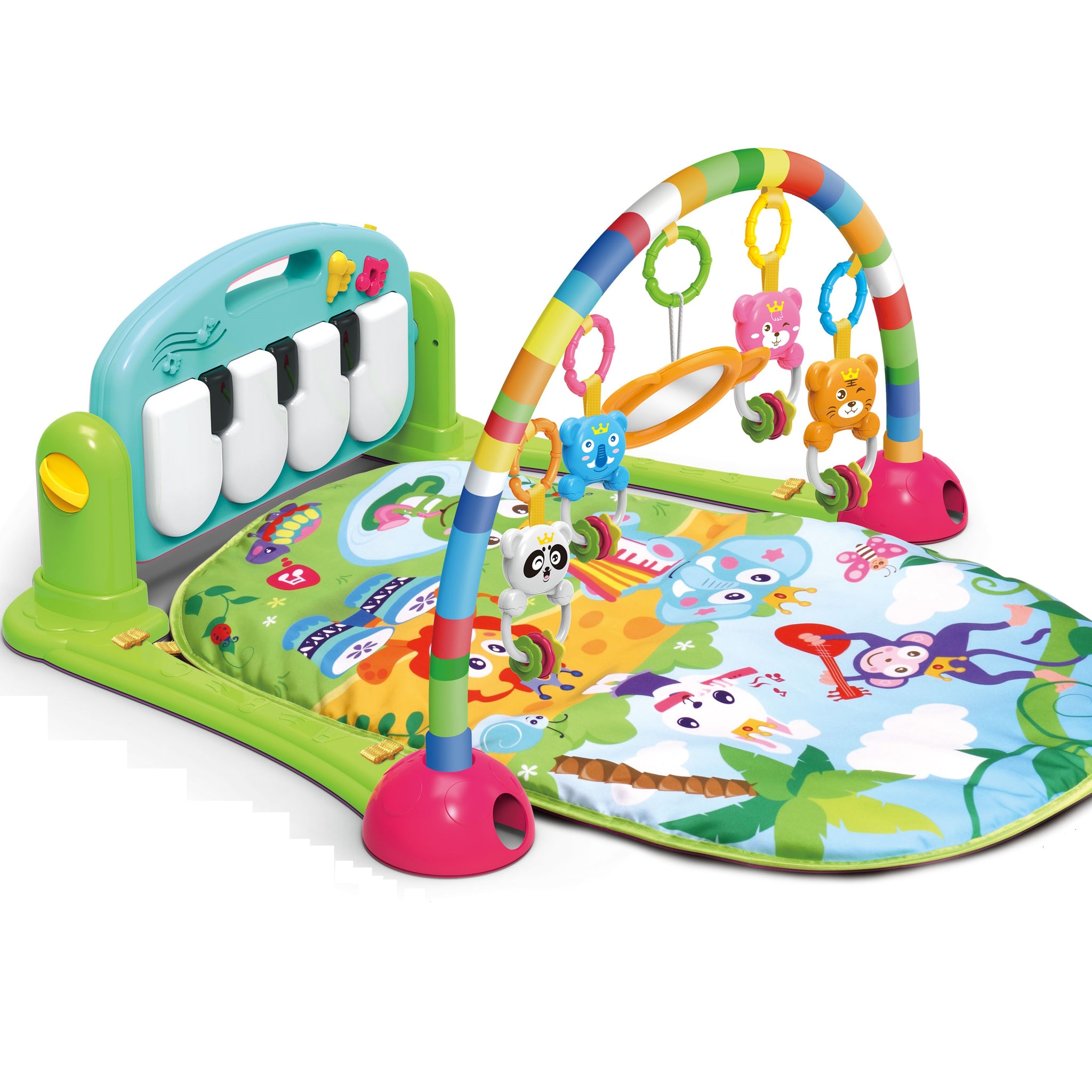 Huanger - Baby Playmat w/ Piano Music, 2-in-1 Hanging Toys and Mat