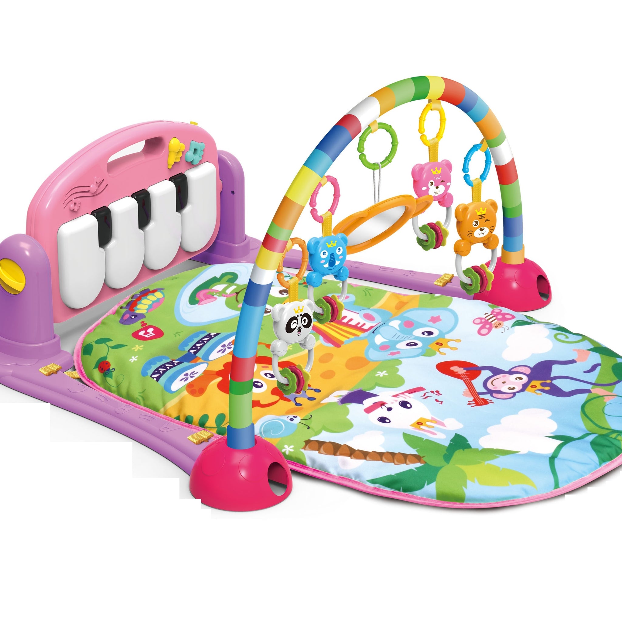 Huanger - Baby Playmat w/ Piano Music, 2-in-1 Hanging Toys and Mat
