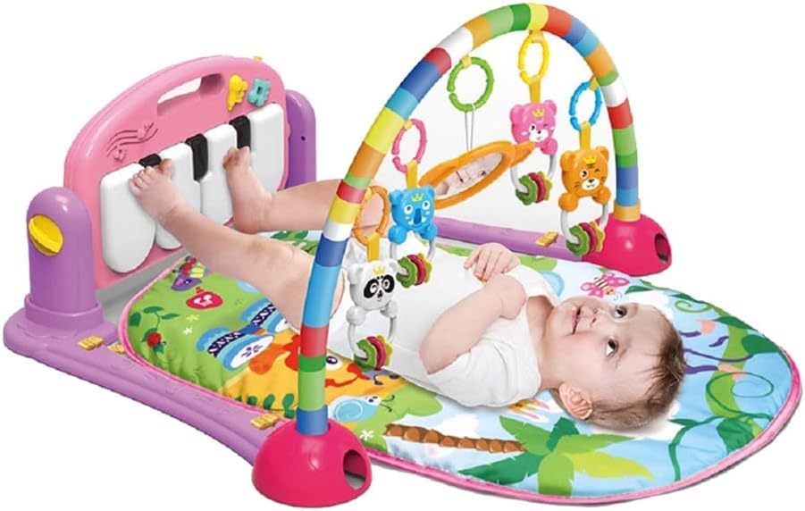 Huanger - Baby Playmat w/ Piano Music, 2-in-1 Hanging Toys and Mat