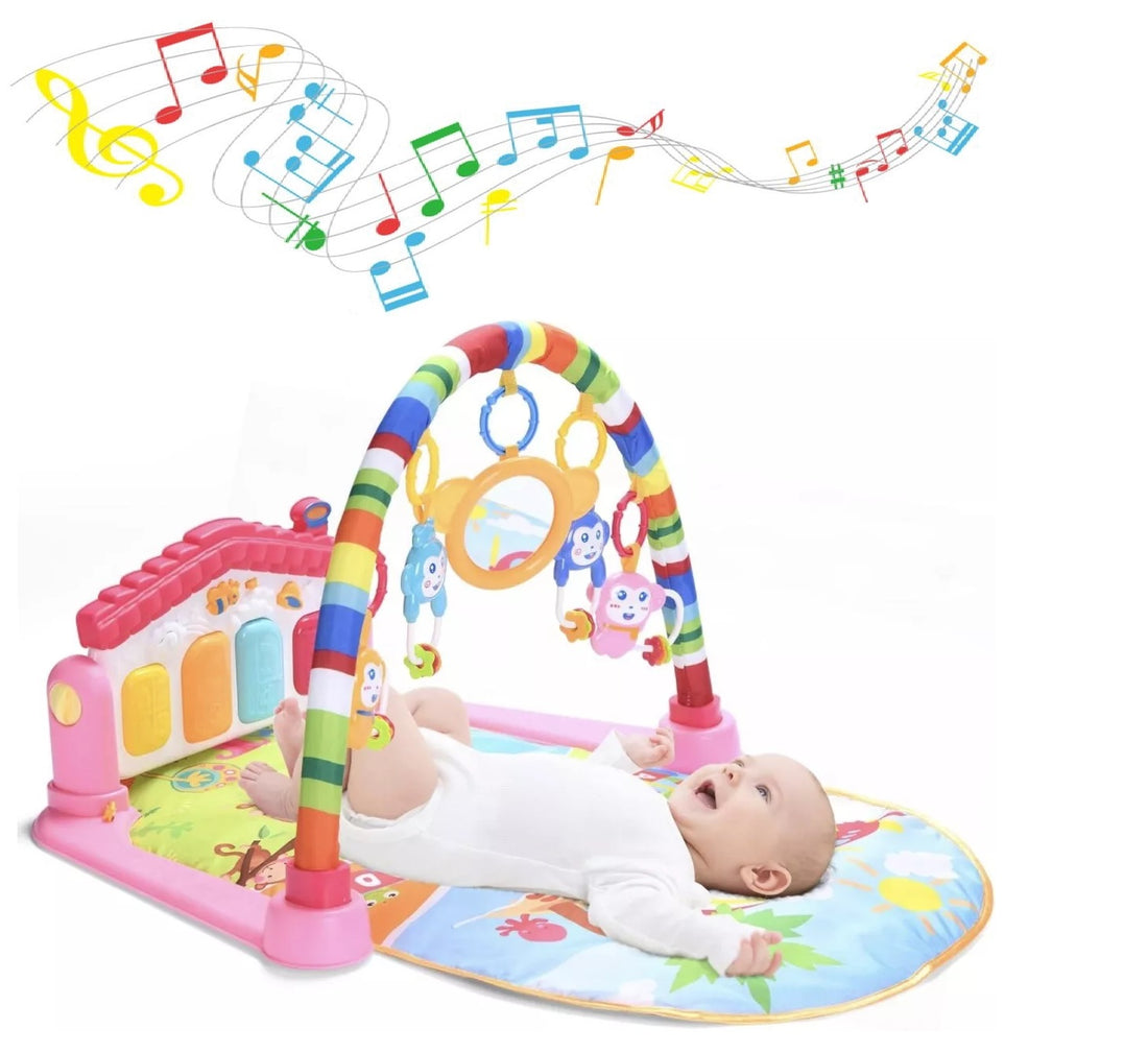 Huanger - Baby Playmat w/ Piano Music, 2-in-1 Hanging Toys and Mat