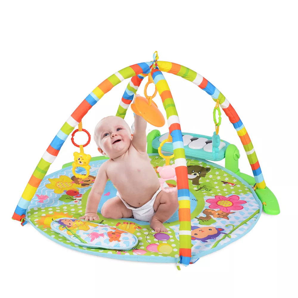 Huanger - Baby Play Gym Round Piano Mat Activity Center - Multicolor