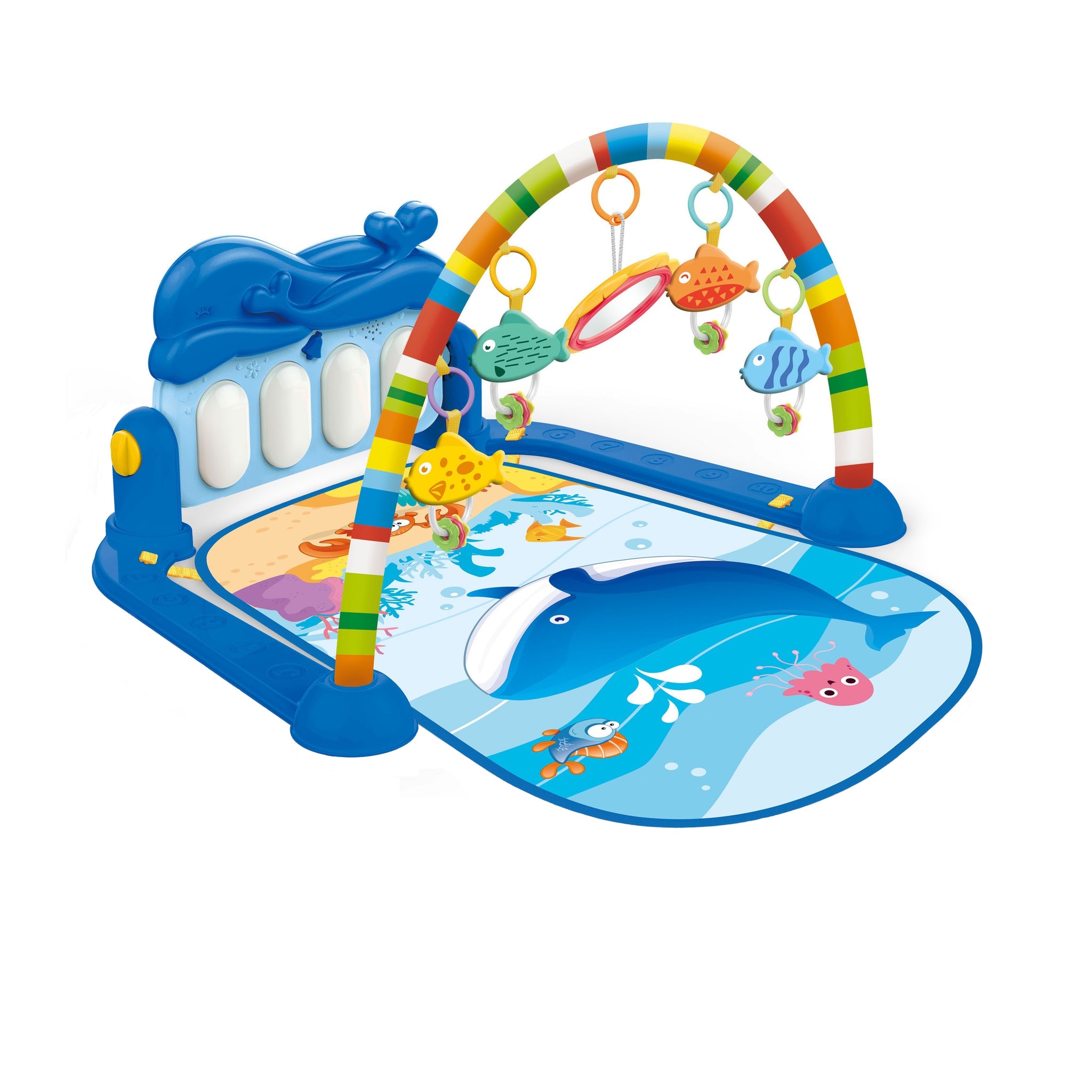 Huanger - Baby Playmat w/ Piano Music, 2-in-1 Hanging Toys and Mat