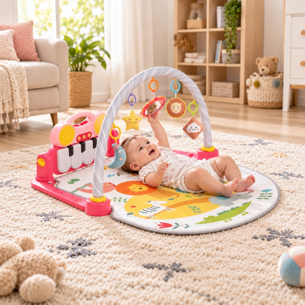 Huanger - Baby Musical Piano Play Mat Activity Gym - Pink
