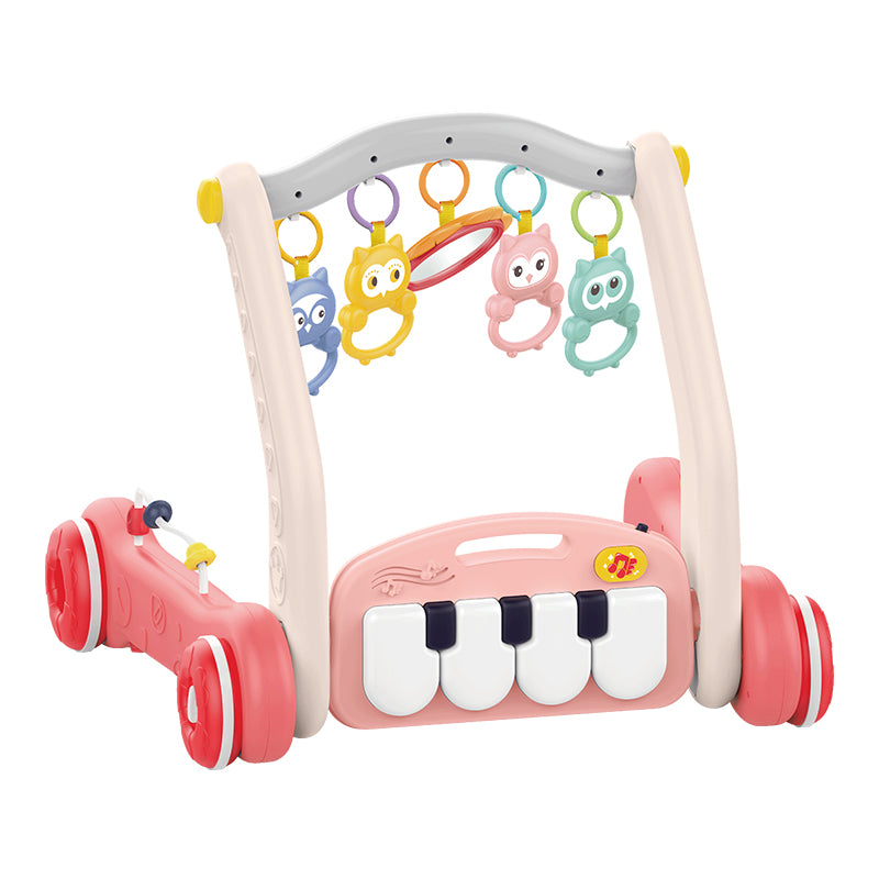 Baby Playmat w/ Piano Music, 2 in 1 Hanging Toys and Walker for Newborns and Infants, Safe Playmat for Early Learning and Motor Skills