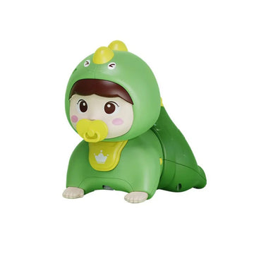 Huanger - Baby Crawling Doll Toy With Music & Lights - Green/Pink