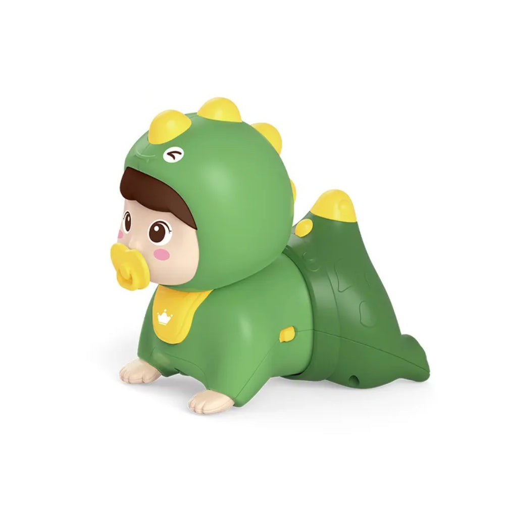 Huanger - Baby Crawling Doll Toy With Music & Lights - Green/Pink
