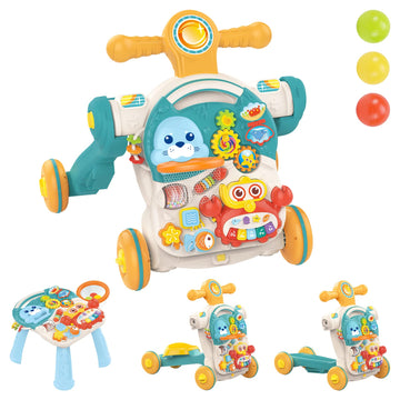 Huanger -Baby Activity Walker Sit-To-Stand Educational-Blue/Pink