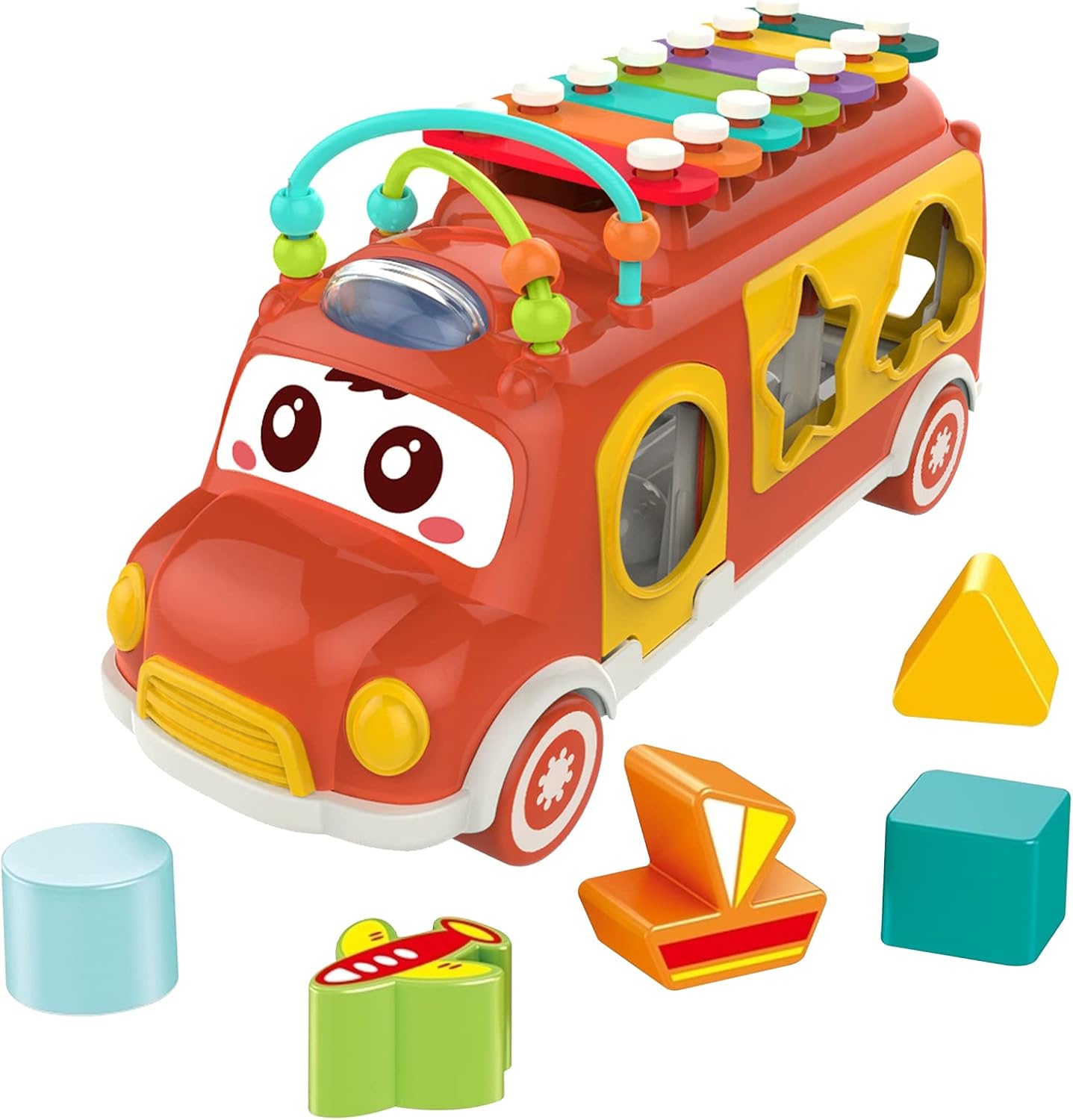 Baby Educational Music Truck Toy withxylophone, Shape Sorter, and Interactive Play Features for Toddlers – Fun Learning Toy for Kids Aged 12 Months and Above