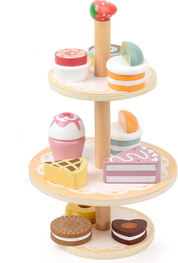 Little Angel - Wooden Dessert Stand Toy – Cake Cupcake Playset
