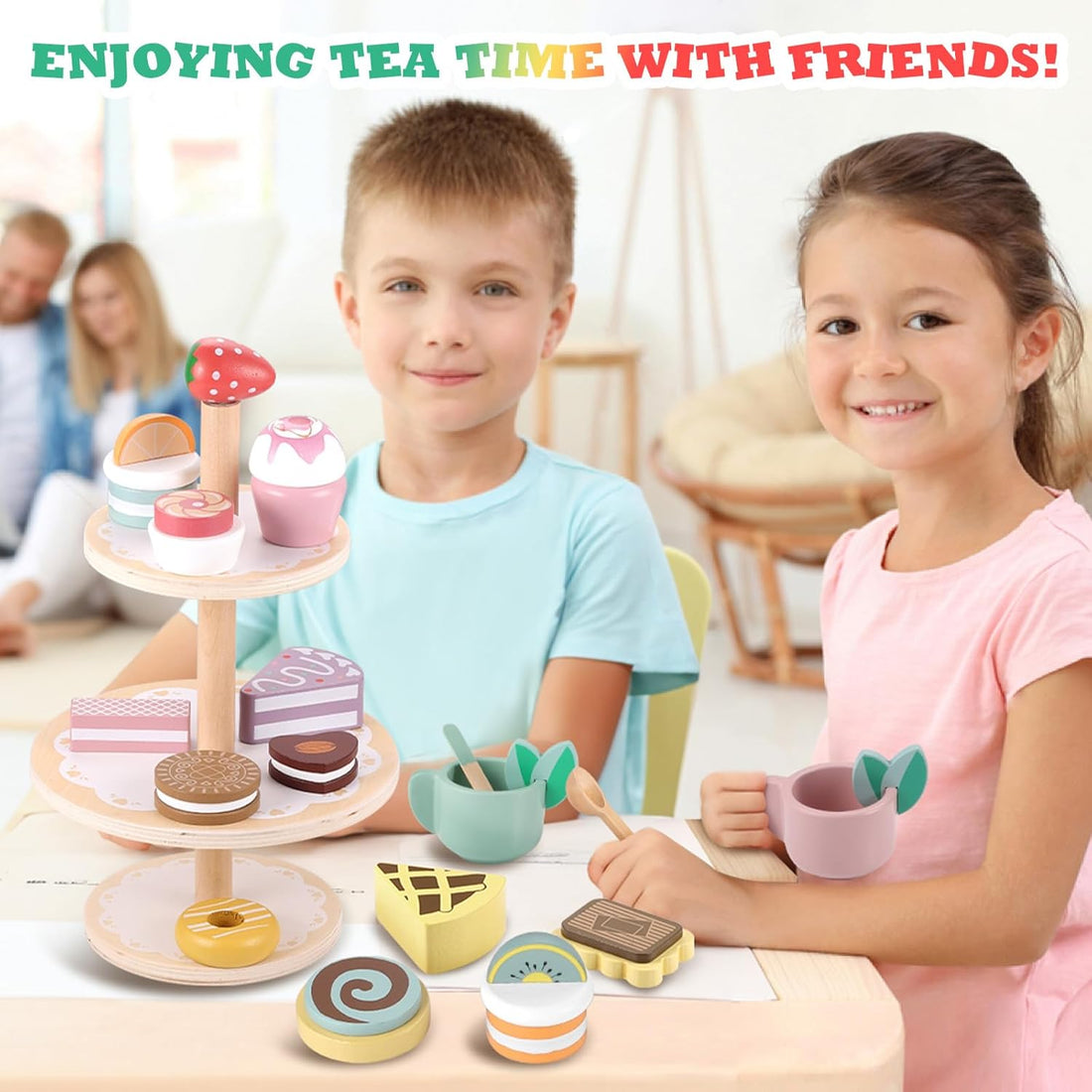 Little Angel - Wooden Dessert Stand Toy – Cake Cupcake Playset