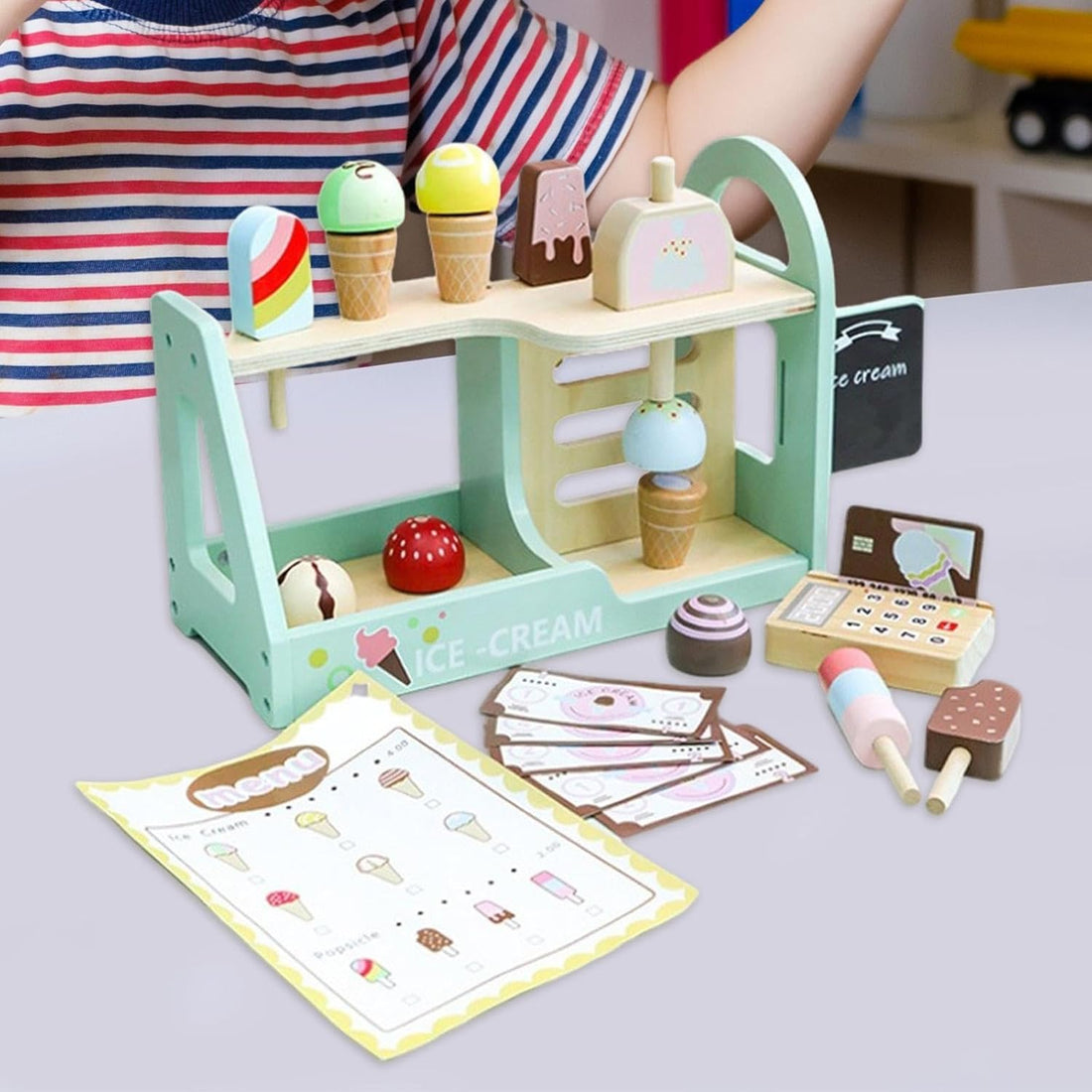 Little Angel - Kids Wooden Ice Cream Shop – Pretend Play Toy Set