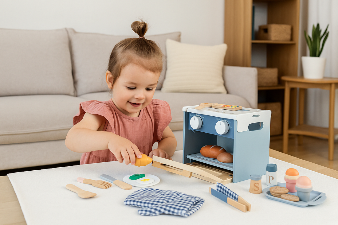 Little Angel -Kids Wooden Oven Playset – Baking Pretend Toy Set