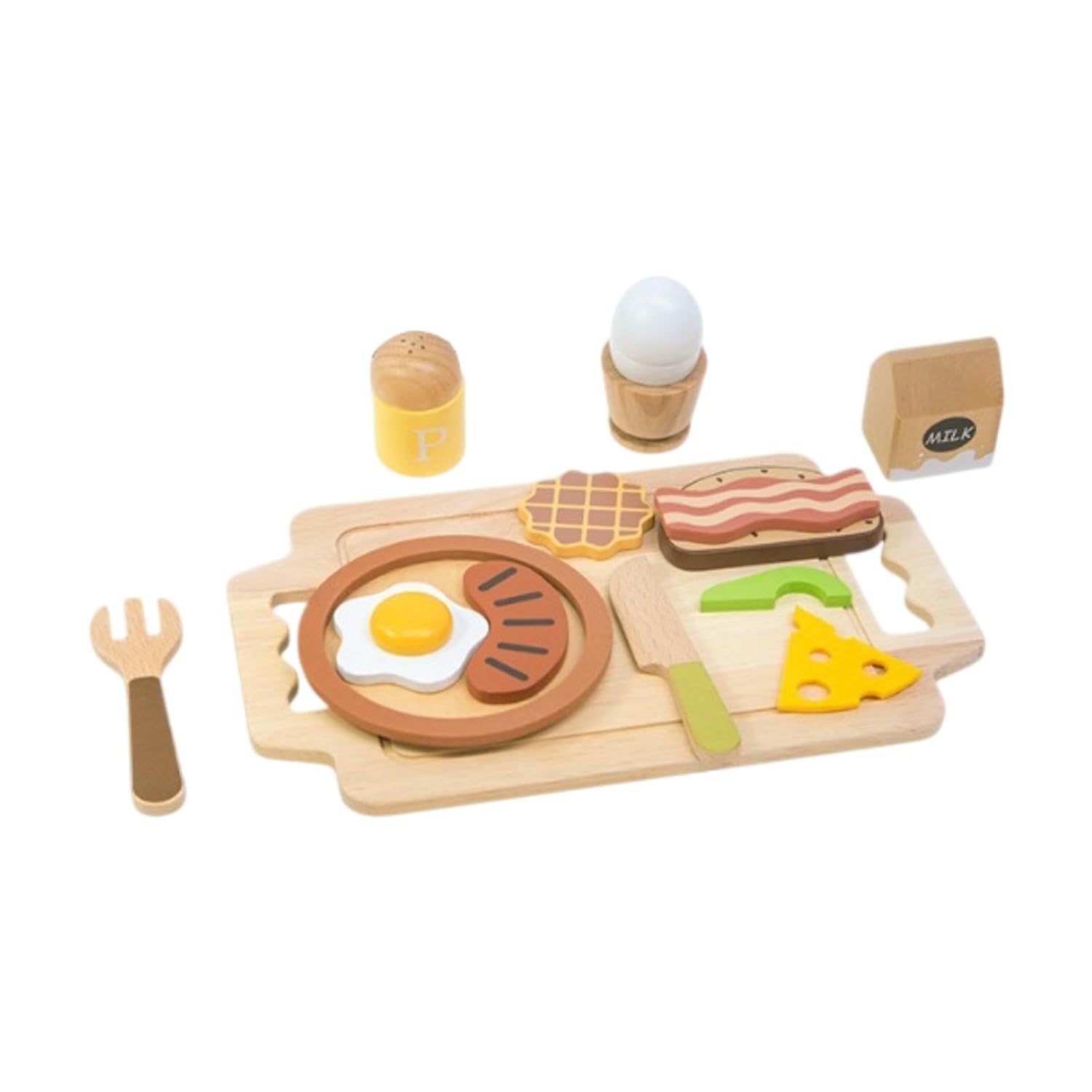 Little Angel - Kids Wooden Breakfast Set – Pretend Cutting Food Toy