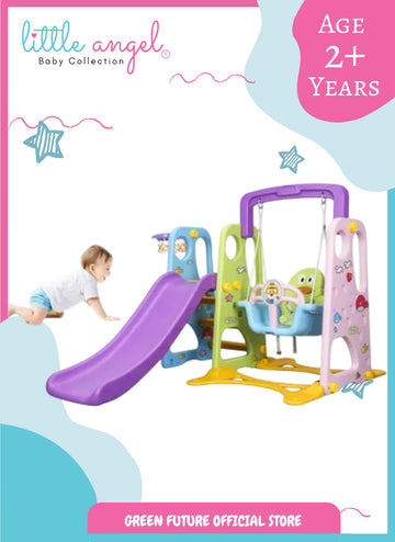 Kids Slide and Swing Set | Toddler Playset with Basketball Hoop | 3-in-1 Adjustable Activity Center for Indoor & Outdoor Play | Portable Climber & Sports Combo for Children