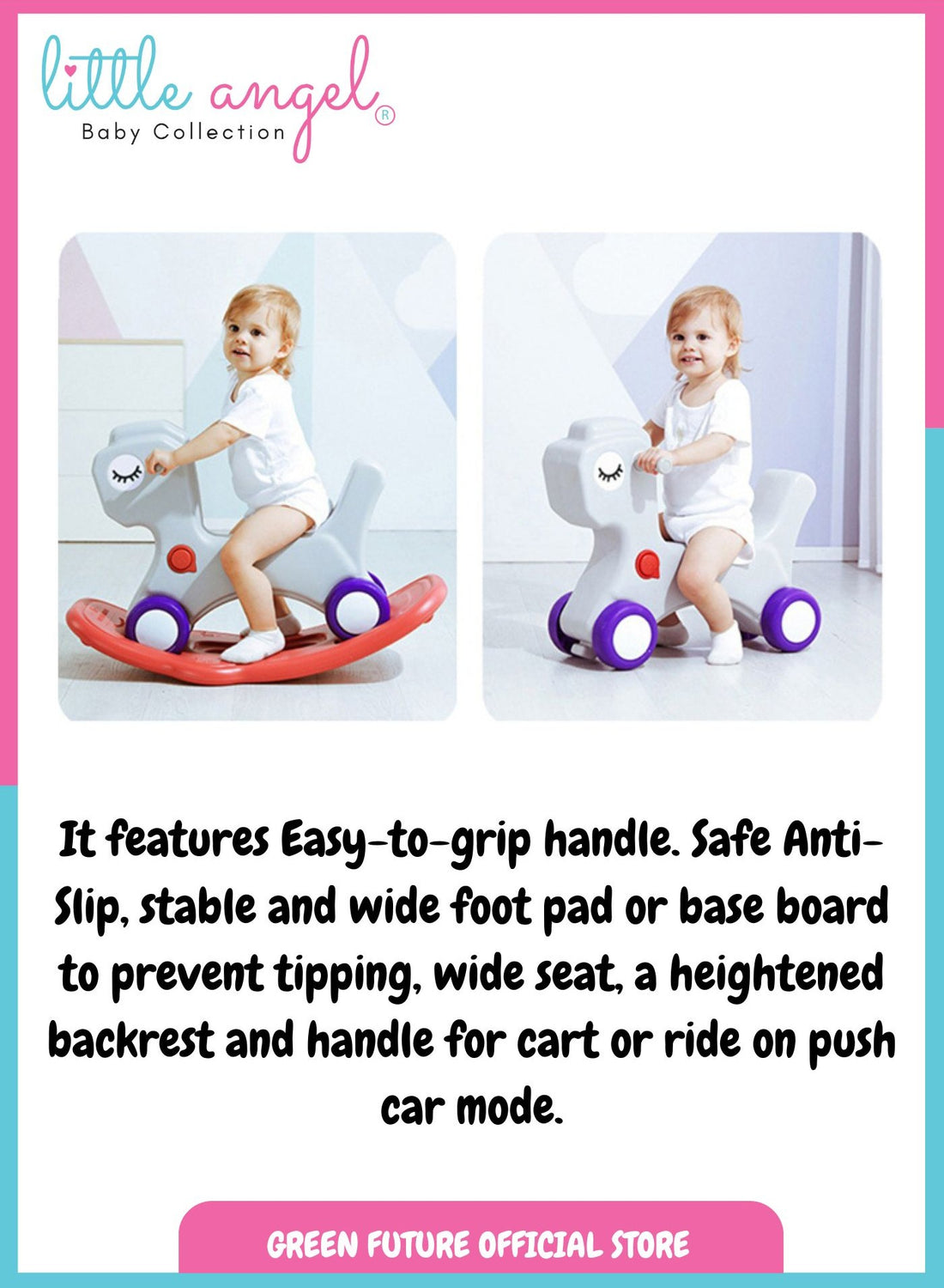Little Angel - Kids Toys Rocking Horse Chair Ride-on - BLUE