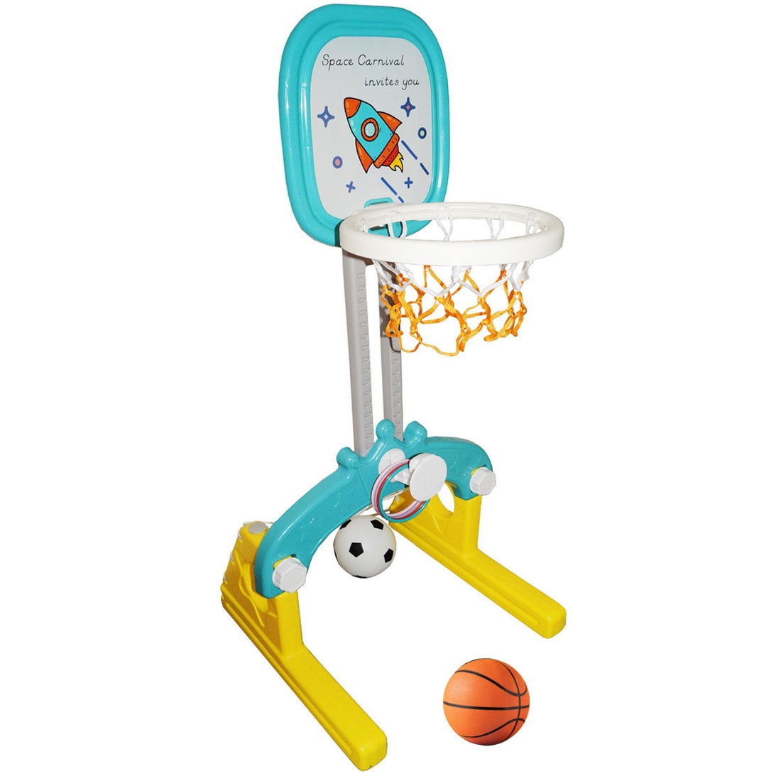 Little Angel Kids Basketball And Football Playset 2-In-1-Blue/Red