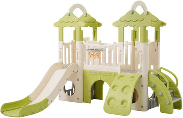 Kids Playset and Activity Center - Toddler Outdoor Slide with Basketball Hoop and Play Tower, Perfect for Indoor Spaces and Backyards