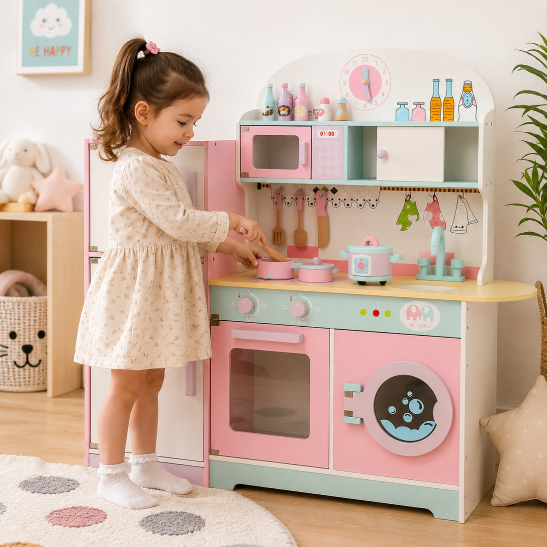 Little Angel - Kids Wooden Kitchen Toy Pretend Play Cooking Set