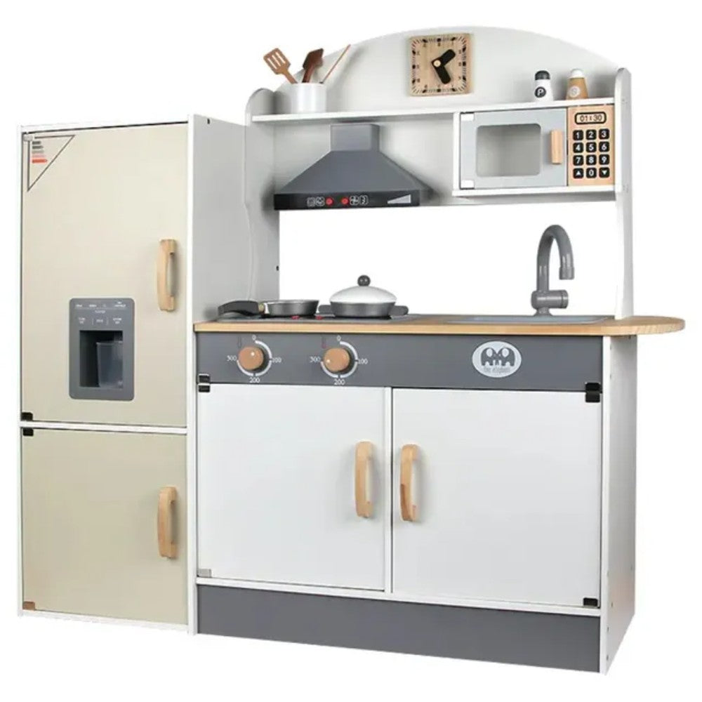 Little Angel - Kids Wooden Kitchen Set – Modern Pretend Play Toy with Accessories & Features