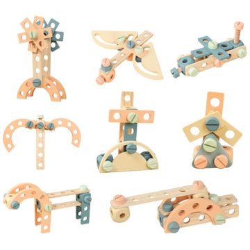 Little Angel Wooden Kids DIY Construction Building Toy Set