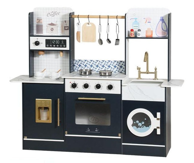 Little Angel - Kids Wooden Kitchen Playset With Accessories & Pretend Cooking