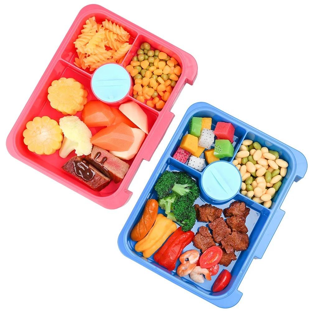 Little Angel - Kids Bento Lunch Box – 4 Compartments with Spork & Sauce Lid -Pink