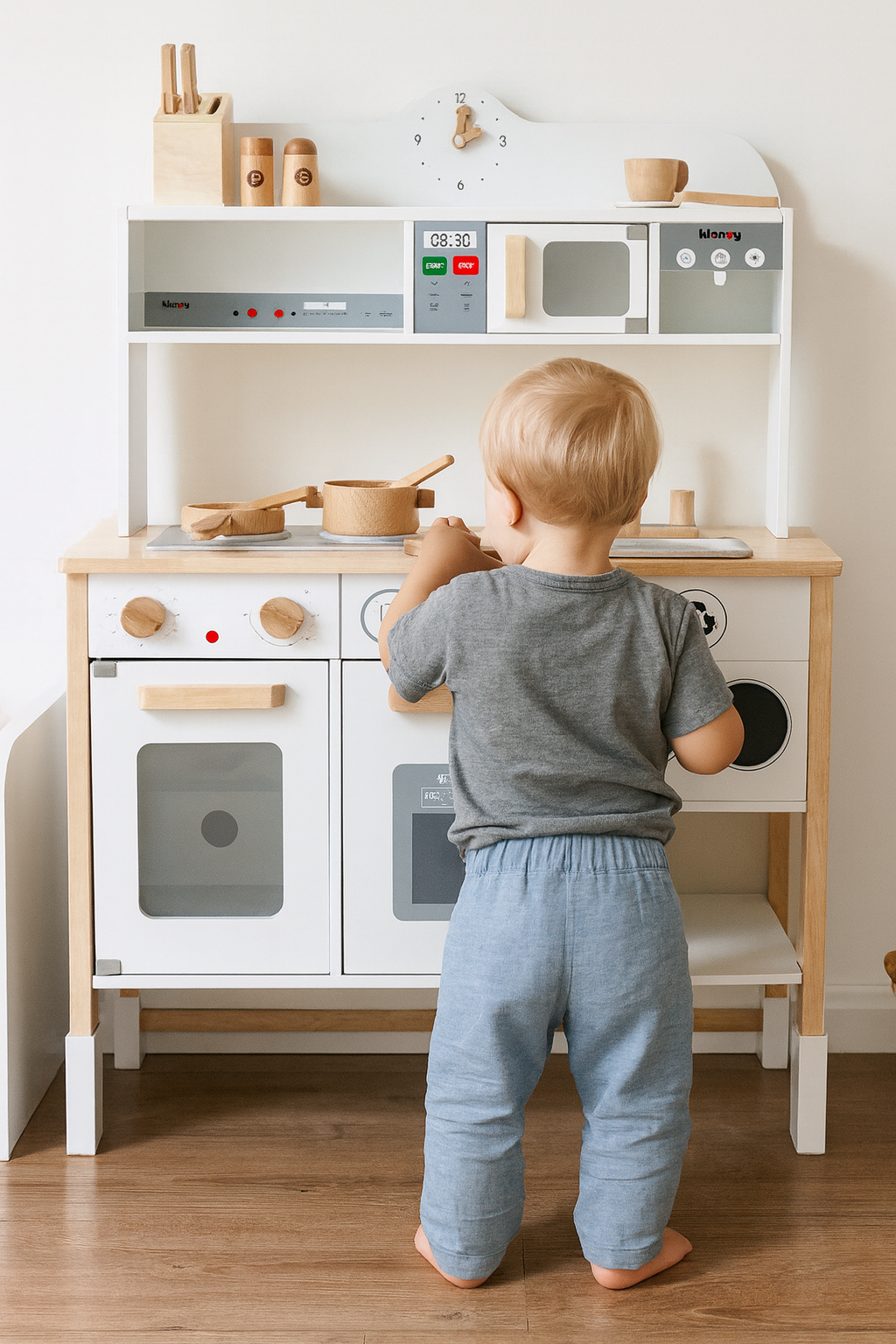 Little Angel - Kids Wooden Kitchen Pretend Interactive Play Set