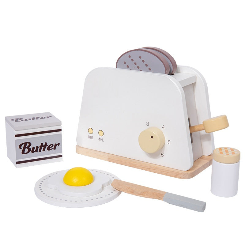 Little Angel - Kids Wooden Toaster Set – Pretend Breakfast Play Toy