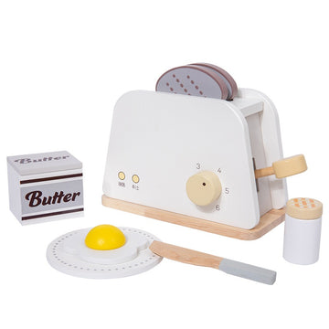 Little Angel - Kids Wooden Toaster Set – Pretend Breakfast Play Toy