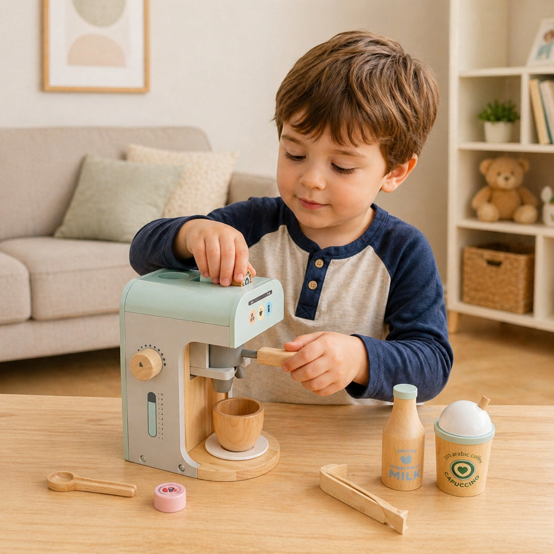 Little Angel Kids Wooden Coffee Machine Playset Toy