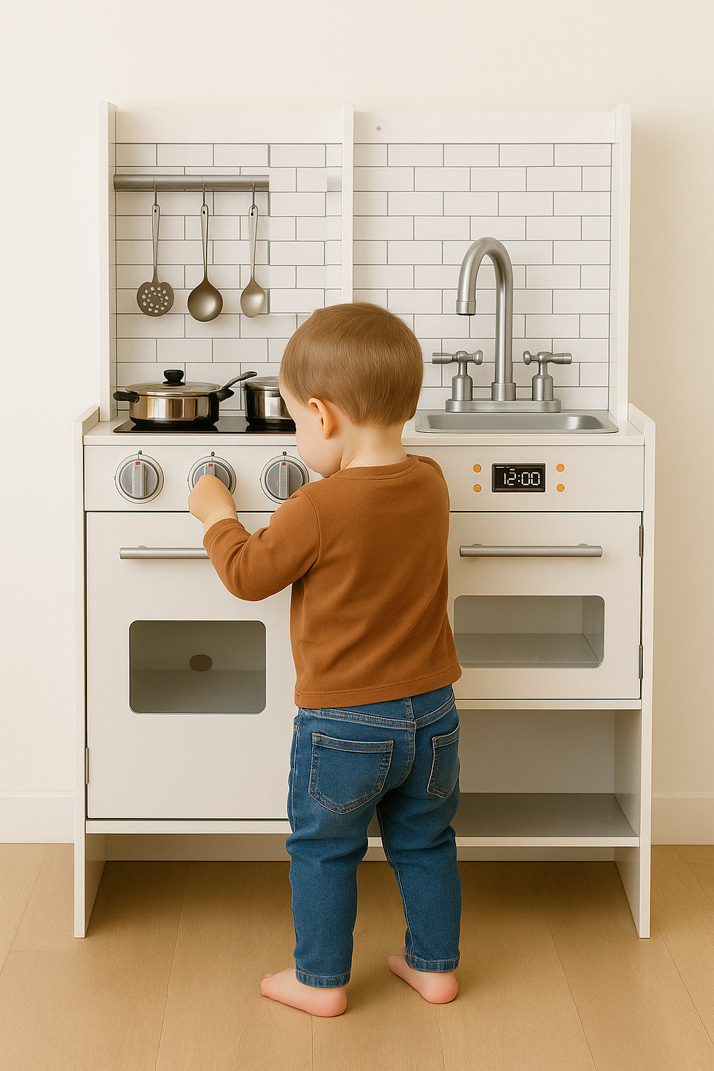 Little Angel - Kids Wooden Kitchen Set – Pretend Cooking Play Toy