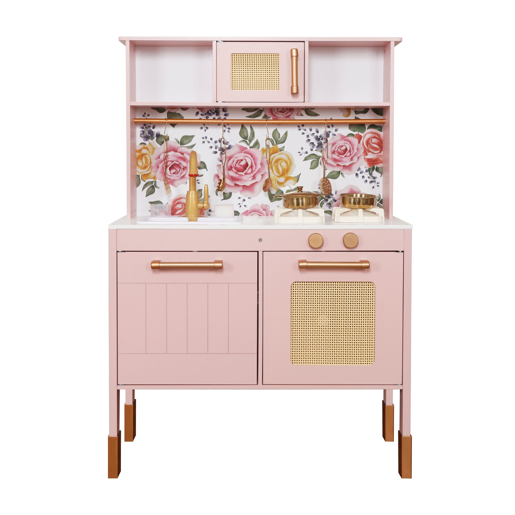 Little Angel - Kids Beautiful Wooden Kitchen Pretend Play Interactive Set - Pink