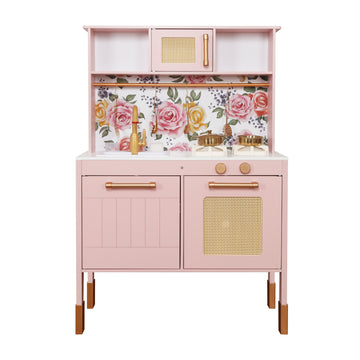 Little Angel - Kids Beautiful Wooden Kitchen Pretend Play Interactive Set - Pink