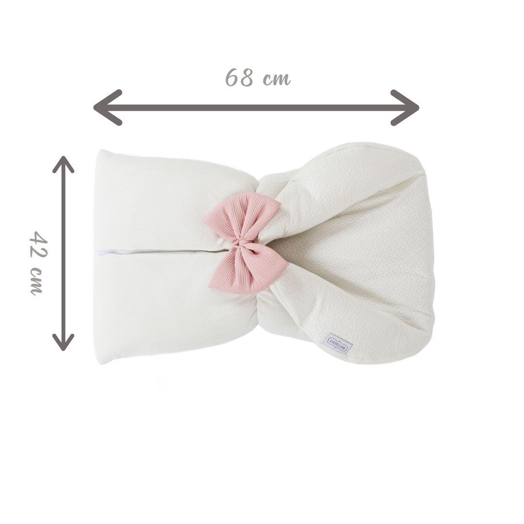White&Grey - Baby Sleeping Bag With Pink Bow - White