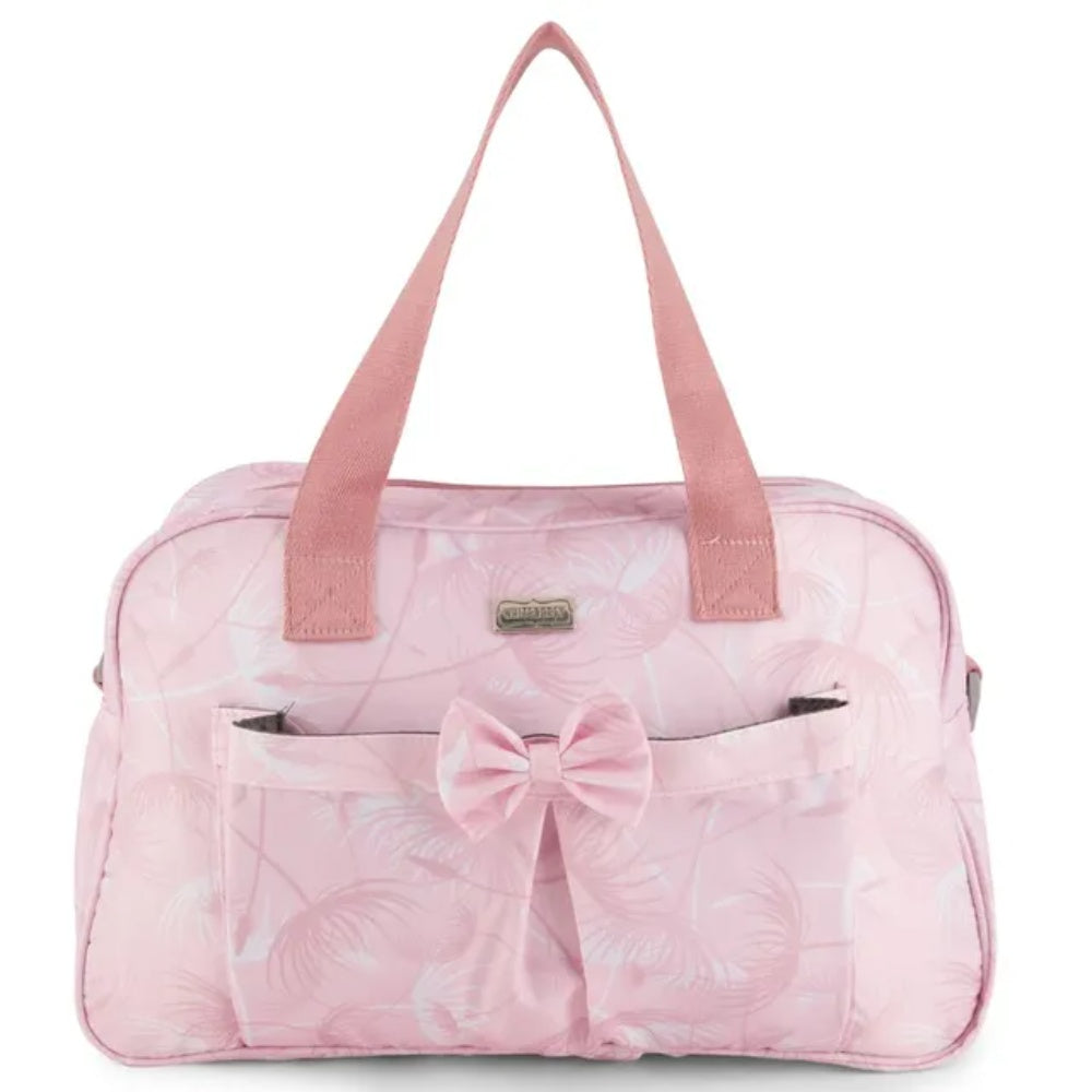 White&Grey - Baby Diaper Bag With Changing Mat - Blush Feather Pink