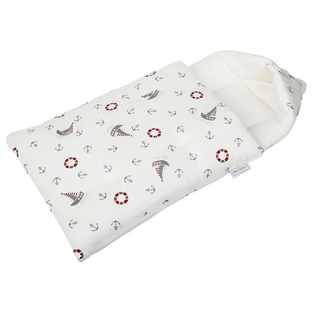 White&Grey - Baby Sleeping Bag Soft Bamboo Swaddle Nest - Boat
