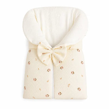 White&Grey - Baby Sleeping Bag With Bow - Dusty Rose