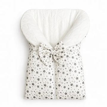 White&Grey - Baby Sleeping Bag With Bow - Star