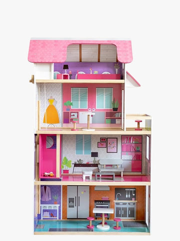 Little Angel - Kids Wooden Dollhouse – Multi-Level Pretend Play Set