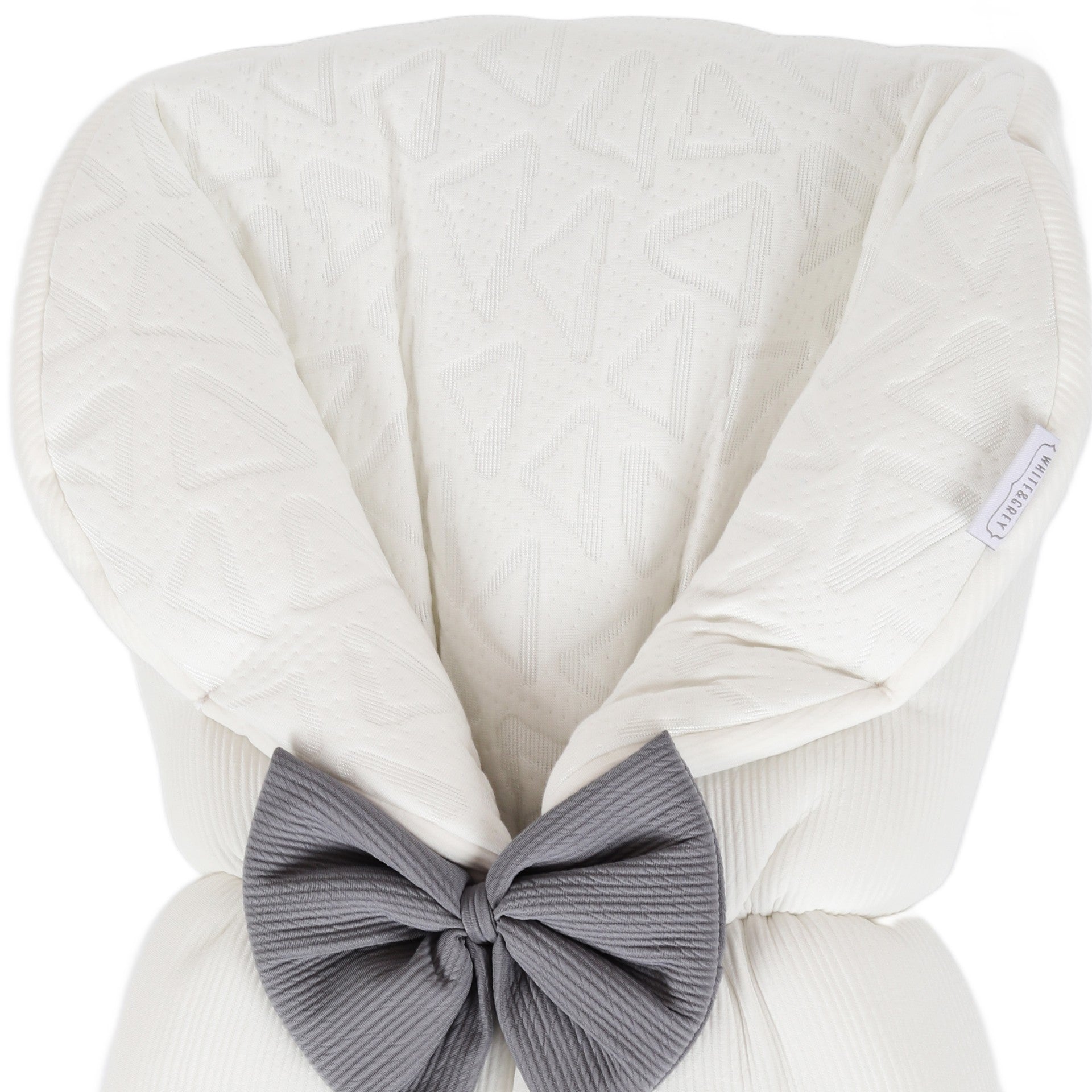 White&Grey - Baby Sleeping Bag With Grey Bow - White
