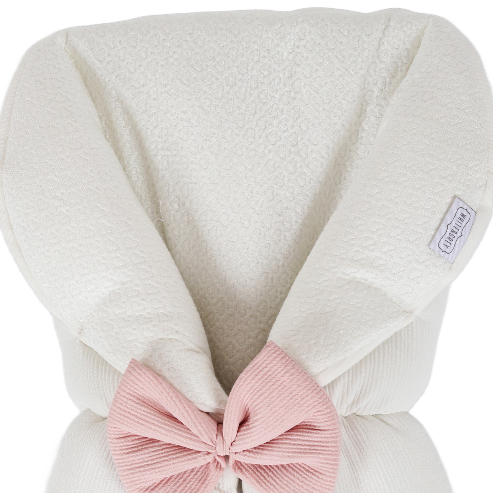 White&Grey - Baby Sleeping Bag With Pink Bow - White