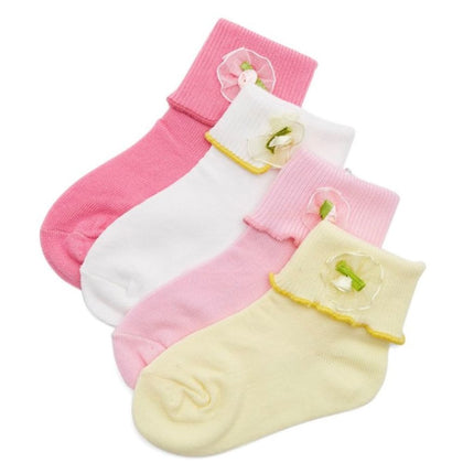 Night Angel 4 Pairs baby Girls Socks Multicolour