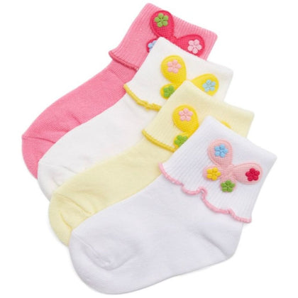Night Angel 4 Pairs baby Girls Socks Multicolour