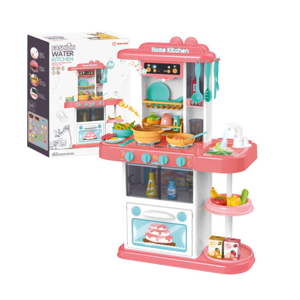 Beibe Good - Electric Kitchen Toy - Pink with 38 Accessories